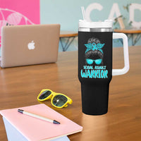 Sexual Assault Awareness Messy Bun Support Survivors Tumbler With Handle