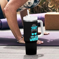 Sexual Assault Awareness Messy Bun Support Survivors Tumbler With Handle