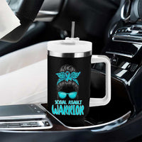 Sexual Assault Awareness Messy Bun Support Survivors Tumbler With Handle