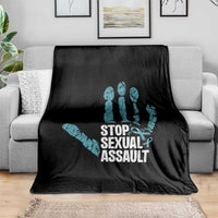 Stop Sexual Assault Throw Blanket Teal Ribbon Hand