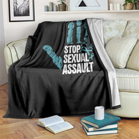 Stop Sexual Assault Throw Blanket Teal Ribbon Hand