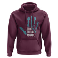 Stop Sexual Assault Hoodie Teal Ribbon Hand