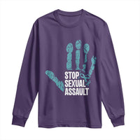 Stop Sexual Assault Long Sleeve Shirt Teal Ribbon Hand