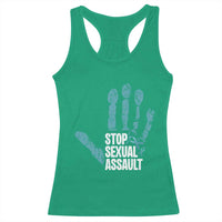 Stop Sexual Assault Racerback Tank Top Teal Ribbon Hand
