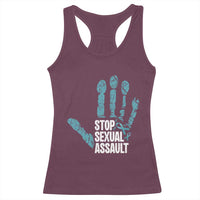 Stop Sexual Assault Racerback Tank Top Teal Ribbon Hand
