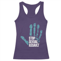 Stop Sexual Assault Racerback Tank Top Teal Ribbon Hand