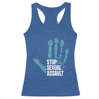 Stop Sexual Assault Racerback Tank Top Teal Ribbon Hand