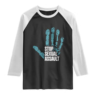 Stop Sexual Assault Raglan Shirt Teal Ribbon Hand
