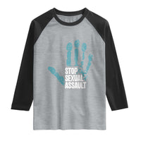 Stop Sexual Assault Raglan Shirt Teal Ribbon Hand