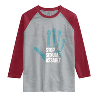 Stop Sexual Assault Raglan Shirt Teal Ribbon Hand
