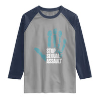 Stop Sexual Assault Raglan Shirt Teal Ribbon Hand