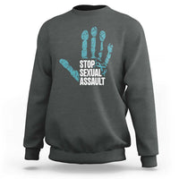Stop Sexual Assault Sweatshirt Teal Ribbon Hand