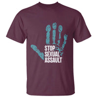 Stop Sexual Assault T Shirt Teal Ribbon Hand