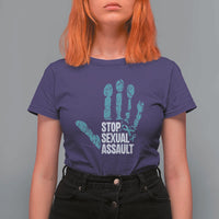 Stop Sexual Assault T Shirt For Women Teal Ribbon Hand