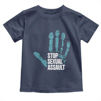 Stop Sexual Assault Toddler T Shirt Teal Ribbon Hand