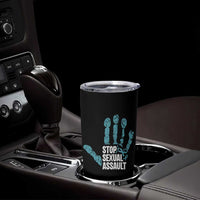 Stop Sexual Assault Tumbler Cup Teal Ribbon Hand