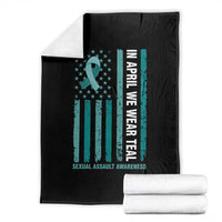 Sexual Assault Awareness American Flag Throw Blanket In April We Wear Teal Ribbon