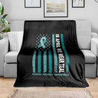 Sexual Assault Awareness American Flag Throw Blanket In April We Wear Teal Ribbon