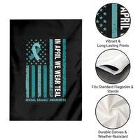 Sexual Assault Awareness American Flag Garden Flag In April We Wear Teal Ribbon