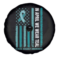 Sexual Assault Awareness American Flag Spare Tire Cover In April We Wear Teal Ribbon