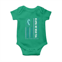 Sexual Assault Awareness American Flag Baby Onesie In April We Wear Teal Ribbon