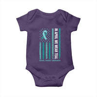 Sexual Assault Awareness American Flag Baby Onesie In April We Wear Teal Ribbon