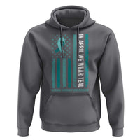 Sexual Assault Awareness American Flag Hoodie In April We Wear Teal Ribbon