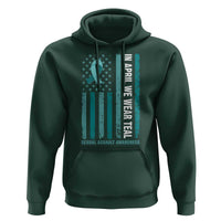 Sexual Assault Awareness American Flag Hoodie In April We Wear Teal Ribbon