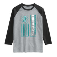 Sexual Assault Awareness American Flag Raglan Shirt In April We Wear Teal Ribbon