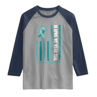 Sexual Assault Awareness American Flag Raglan Shirt In April We Wear Teal Ribbon