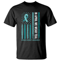 Sexual Assault Awareness American Flag T Shirt In April We Wear Teal Ribbon