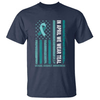 Sexual Assault Awareness American Flag T Shirt In April We Wear Teal Ribbon