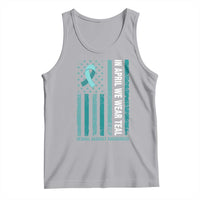 Sexual Assault Awareness American Flag Tank Top In April We Wear Teal Ribbon