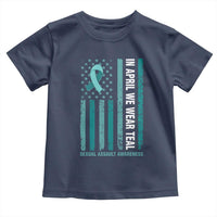 Sexual Assault Awareness American Flag Toddler T Shirt In April We Wear Teal Ribbon