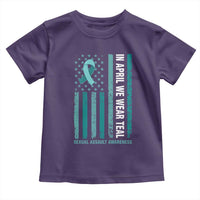 Sexual Assault Awareness American Flag Toddler T Shirt In April We Wear Teal Ribbon