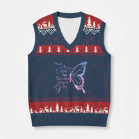 Blessed to Be Called Mom Grandma Great Grandma V-Neck Knit Sweater Vest Mama Butterfly Mother's Day Gift