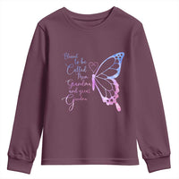 Blessed to Be Called Mom Grandma Great Grandma Youth Sweatshirt Mama Butterfly Mother's Day Gift