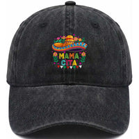 Mama Cita Washed Cotton Baseball Cap Cinco De Mayo Mexican Mom Flower Sombrero