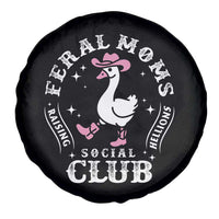 Feral Moms Raising Hellions Social Club Spare Tire Cover Funny Goose Pink Cowgirl Boots Hat