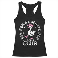 Feral Moms Raising Hellions Social Club Racerback Tank Top Funny Goose Pink Cowgirl Boots Hat