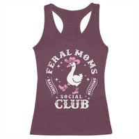 Feral Moms Raising Hellions Social Club Racerback Tank Top Funny Goose Pink Cowgirl Boots Hat