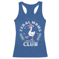 Feral Moms Raising Hellions Social Club Racerback Tank Top Funny Goose Pink Cowgirl Boots Hat