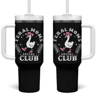 Feral Moms Raising Hellions Social Club Tumbler With Handle Funny Goose Pink Cowgirl Boots Hat