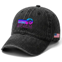 Vintage Miami Beach Washed Cotton Baseball Cap Florida Proud Floridian Retro Palms Trees
