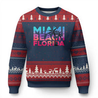Miami Beach Florida Proud Ugly Christmas Sweater Floridian Retro Palms Trees