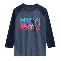 Miami Beach Florida Proud Raglan Shirt Floridian Retro Palms Trees