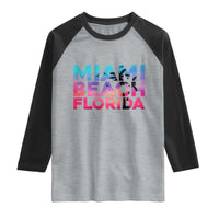 Miami Beach Florida Proud Raglan Shirt Floridian Retro Palms Trees