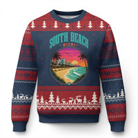 South Beach Miami Ugly Christmas Sweater Retro Florida USA Souvenir Gift