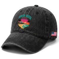 South Beach Miami Washed Cotton Baseball Cap Retro Florida USA Souvenir Gift