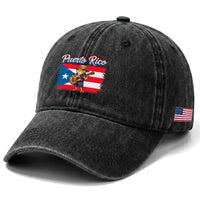 Coqui Frog Puerto Rico Flag Washed Cotton Baseball Cap Puerto Rican Taino Boricua
